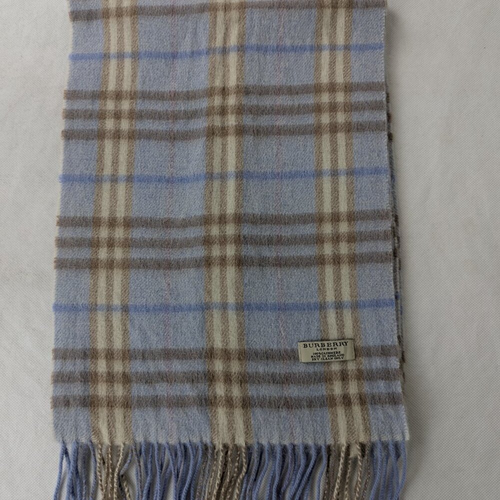 Burberry Cashmere Scarf Blue | Unisex | Iconic Check Pattern | Fast Shipping - Picture 2 of 6